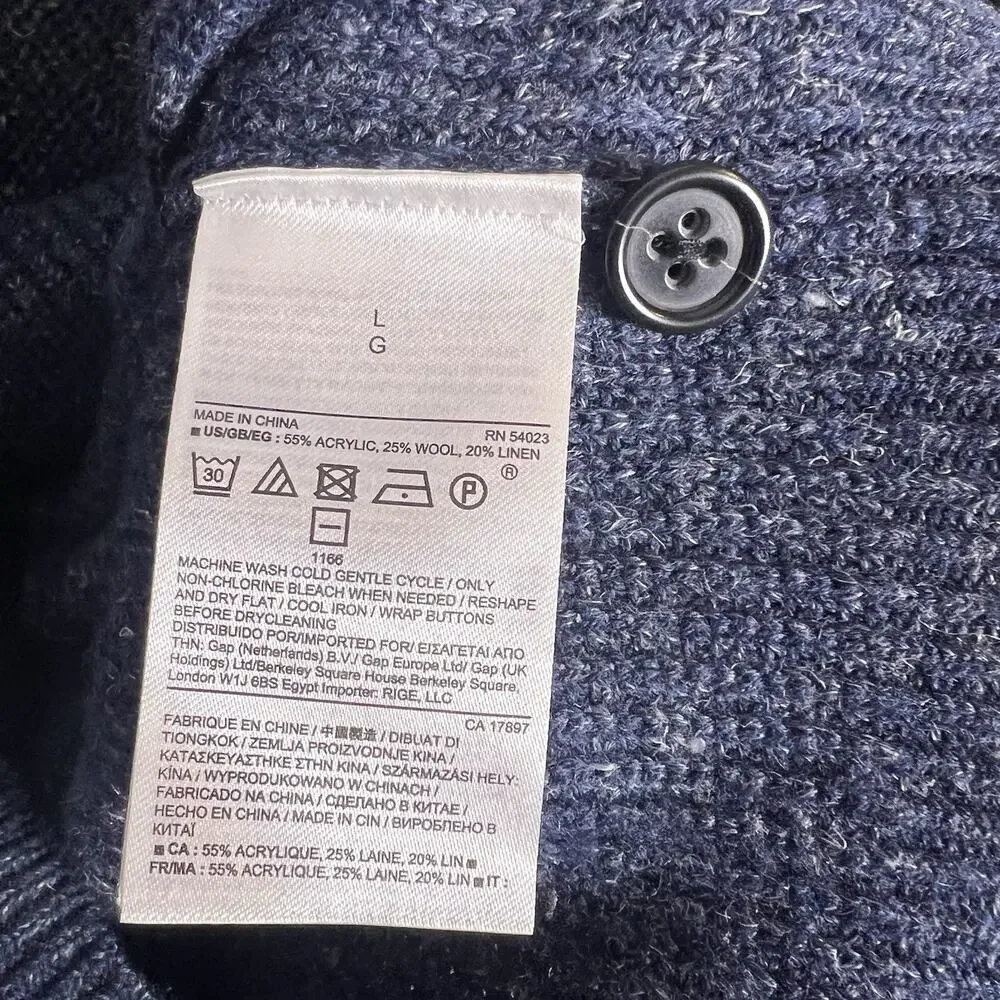Banana Republic Men's Wool Linen Waffle Knit Sweater Blue Sz L casual office